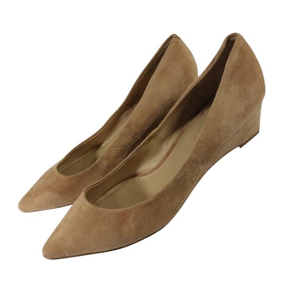 NWOT! TALBOTS! FAWN BEIGE/TAN GENUINE SUEDE LEATHER WEDGE HEEL PUMPS! SZ 9M - Picture 10 of 10